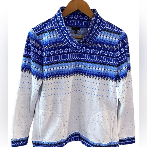 Talbots Fair-Isle Funnel Neck Long Sleeve Pullover Sweater Size M Petite - Picture 2 of 11